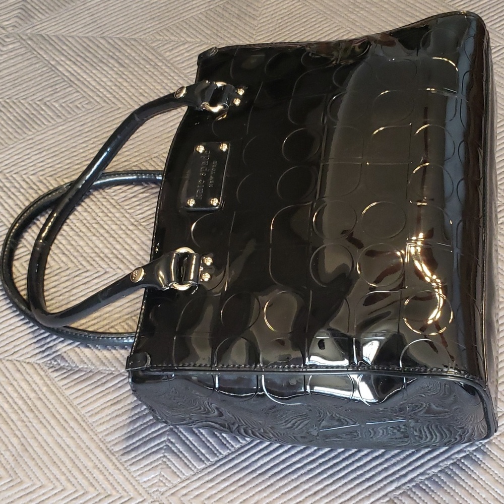 kate spade large embossed black patent leather tote for women - Picture 2 of 12